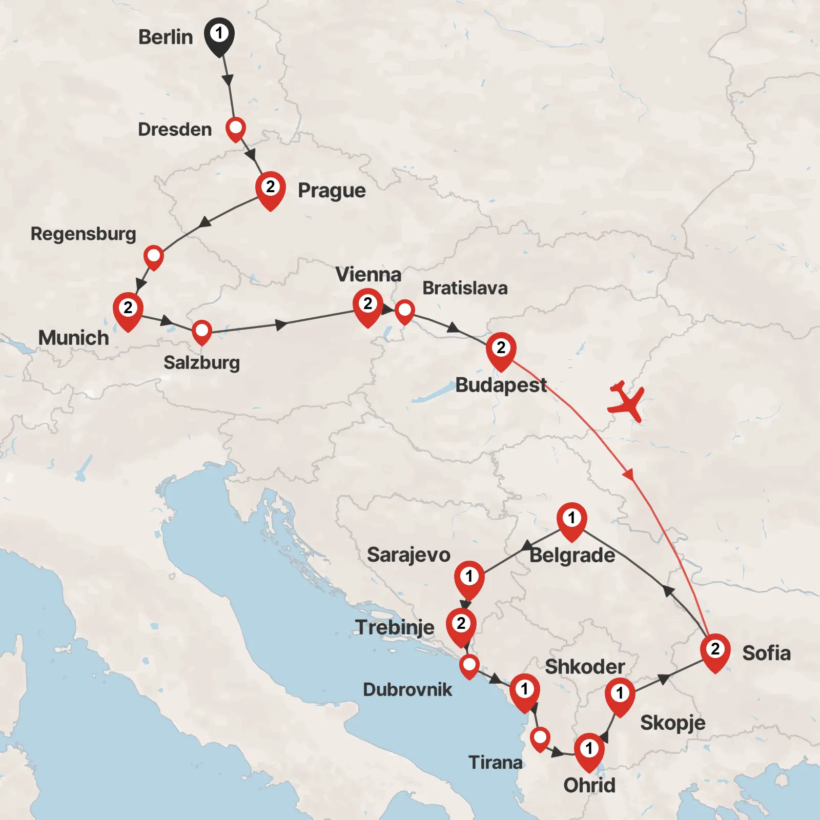 Trip map & itinerary